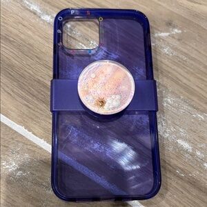 Popsocket Purple iPhone Case 12 with glitter popsocket
